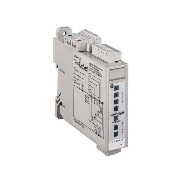 Allen-Bradley 100-DNY42R Distributed Starter Module, 4 DI, 2 Relay, DeviceNet communication, 1-year warranty included.