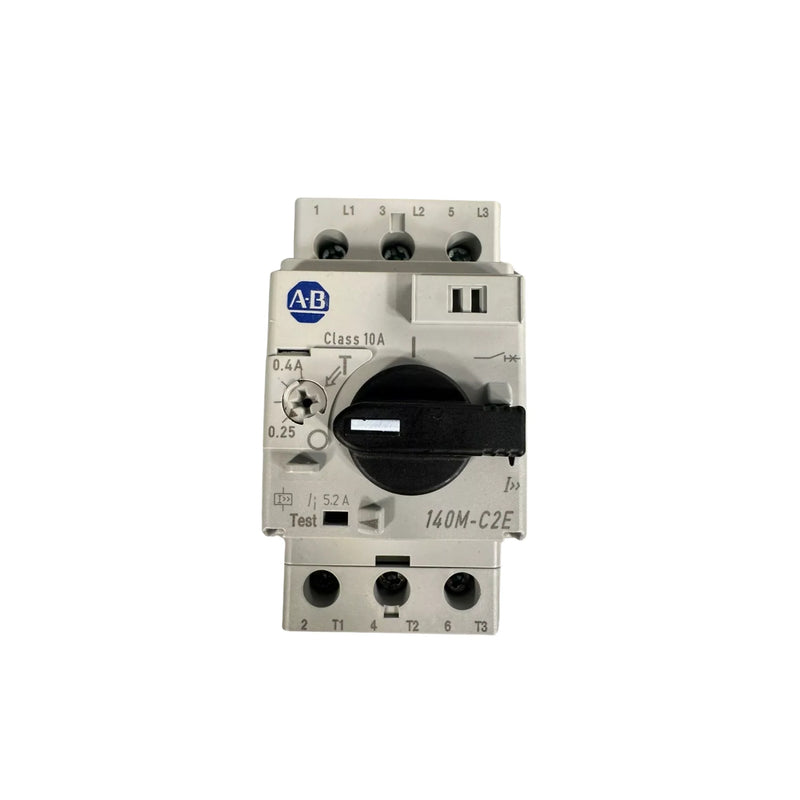 Compact motor protection circuit breaker, adjustable 0.25-0.4A, fixed magnetic trip, Allen-Bradley 140M-C2E-A40.