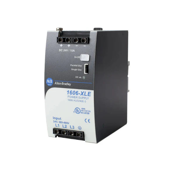240W 3-phase input power supply, 24V DC output, compact and efficient for industrial automation systems.