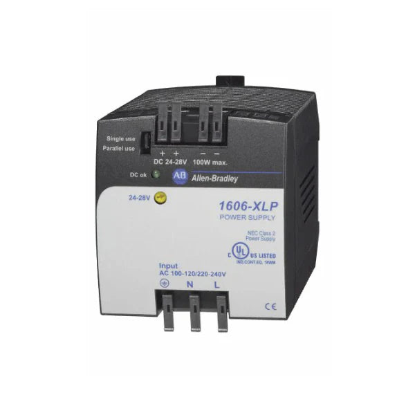 Allen-Bradley 1606-XLP100E with 24V DC, 4.2A output, made for reliable industrial performance.