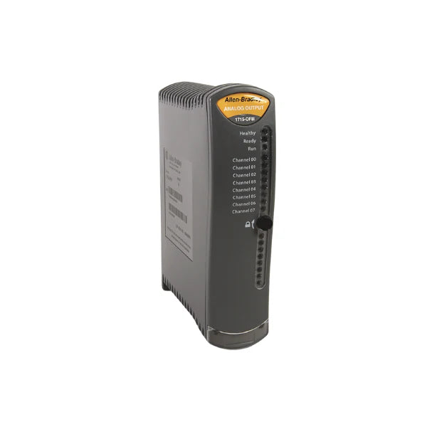 Allen-Bradley 1715-OF8I module with 8-point isolated analog outputs for industrial systems.