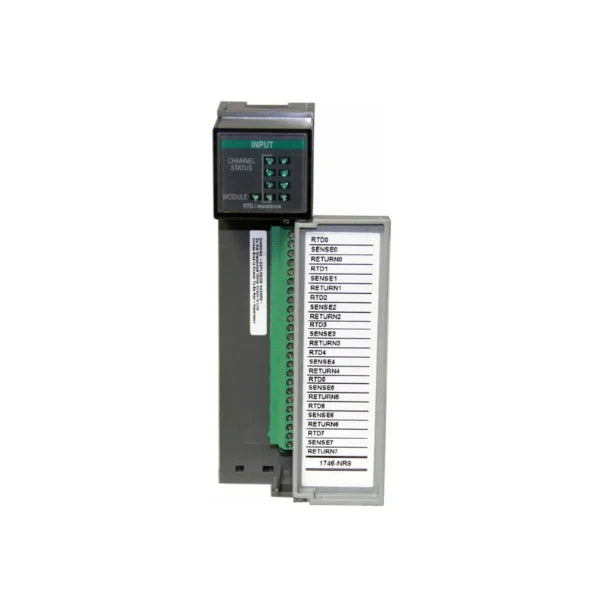 Allen-Bradley 1746-NR8 module for SLC 500 offering 8-channel RTD and resistance inputs with high accuracy and reliability.