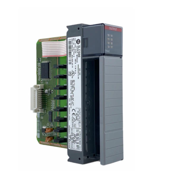 Allen-Bradley 1746-OA8 module for SLC 500, features 8 output points, reliable for industrial AC load switching.