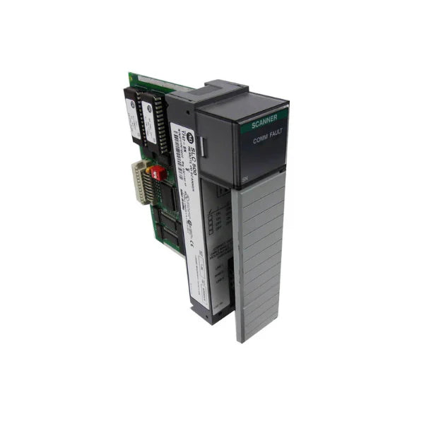 I/O scanner for SLC 500, Blue Hose communication, supports 57.6–230.4 kbps remote I/O connections.