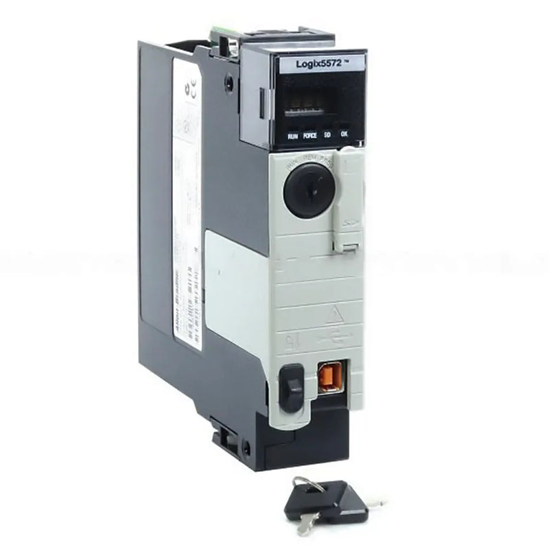 Allen-Bradley 1756-L72 processor, high-performance for complex automation, 4MB memory, USB support.