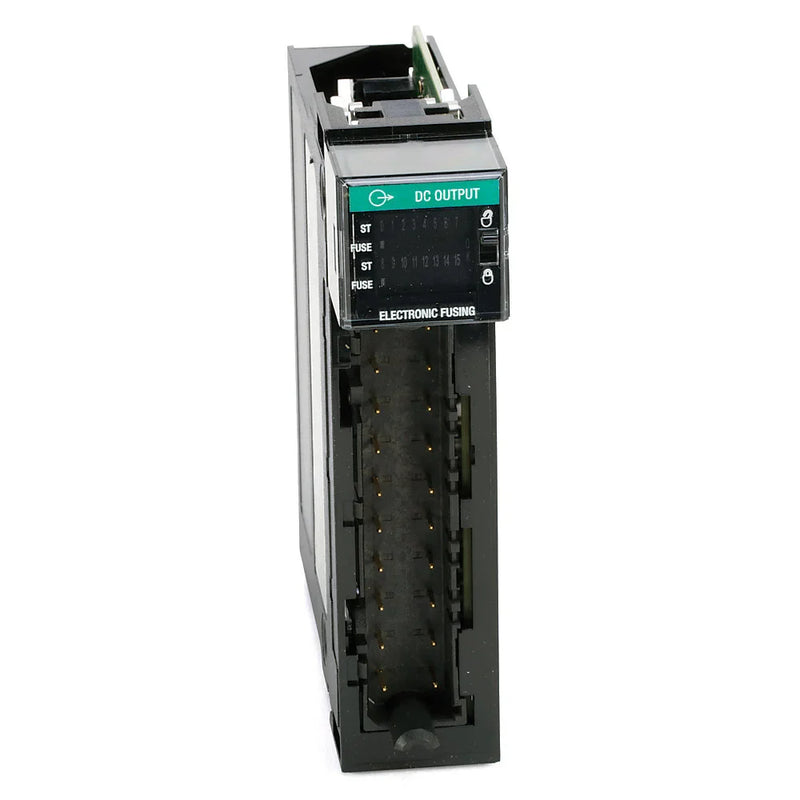 Allen-Bradley 1756-OB16E DC output module, 16-point with fusing, 10-31.2V DC. Compact design for ControlLogix systems reliability.