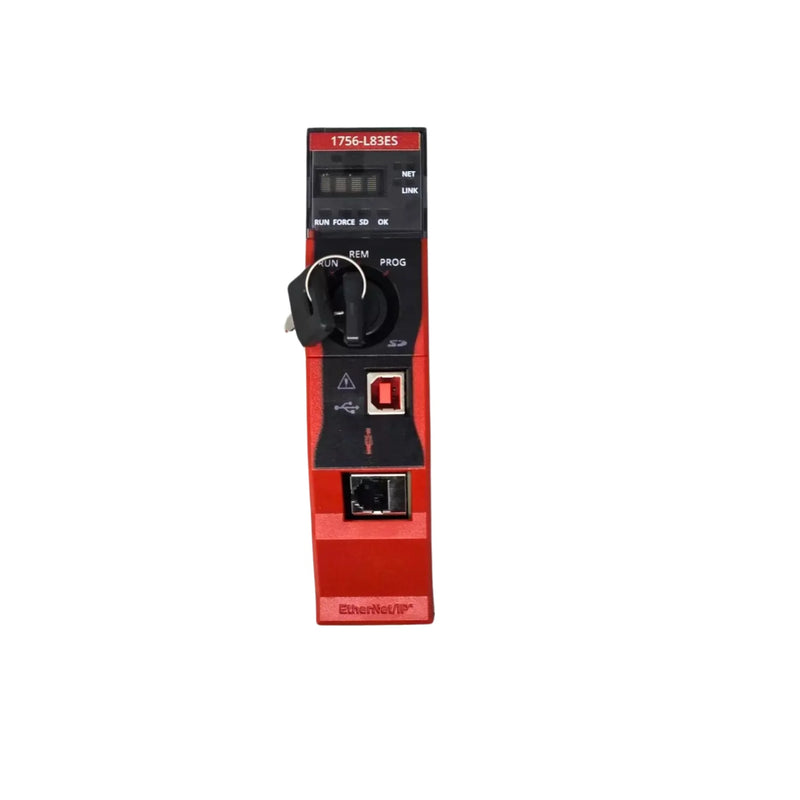 Allen-Bradley 1756-L83ES GuardLogix 5580 with safety features and fast Ethernet connectivity for advanced control.
