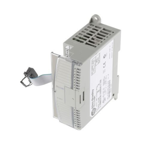 16-point 24V DC digital output module, Allen-Bradley 1762-OB16 for MicroLogix 1200/1400, compact high-density design.
