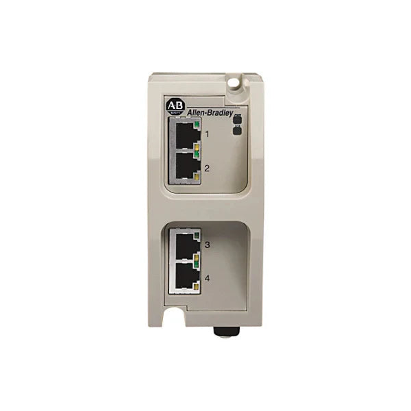 Allen-Bradley 1783-EMS04T Stratix switch, 4 Ethernet ports, network reliability for industrial automation