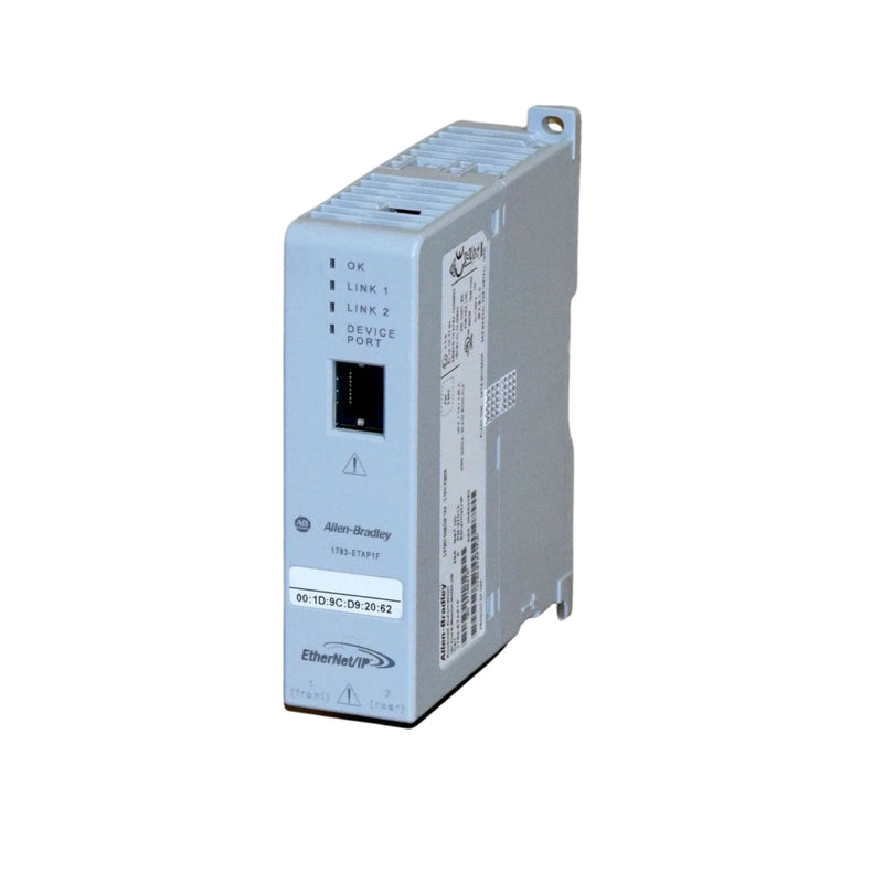 Allen-Bradley 1783-ETAP1F EtherNet/IP module with fiber, ensuring network communication in industrial settings.