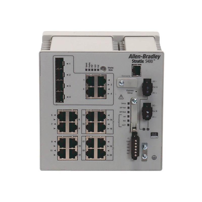 Allen-Bradley 1783-HMS8TG8EG4CGR Stratix 5400 switch, 20 ports, PoE, combo, DIN rail compatible