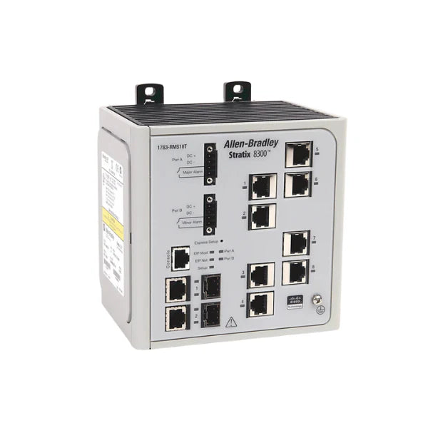 Allen-Bradley 1783-MS10T Stratix 8000 switch, 10 ports, ensures reliable Ethernet connectivity in industrial environments