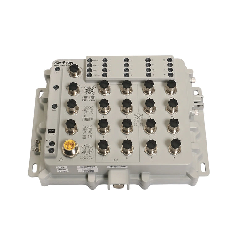 Allen-Bradley 1783-ZMS8T8E2TGP ArmorStratix switch, 16 ports, 8 PoE, 2 GE, IP67, CIP Sync