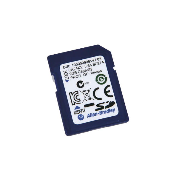 2 GB SD card for ControlLogix 5570 and CompactLogix 5370 controllers. Reliable industrial data retention.