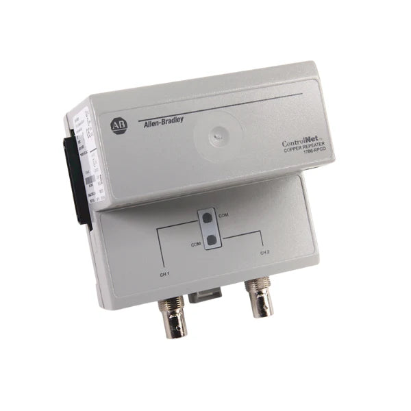 Allen-Bradley 1786-RPCD ControlNet tap, right-angle design for network connections in automation systems.