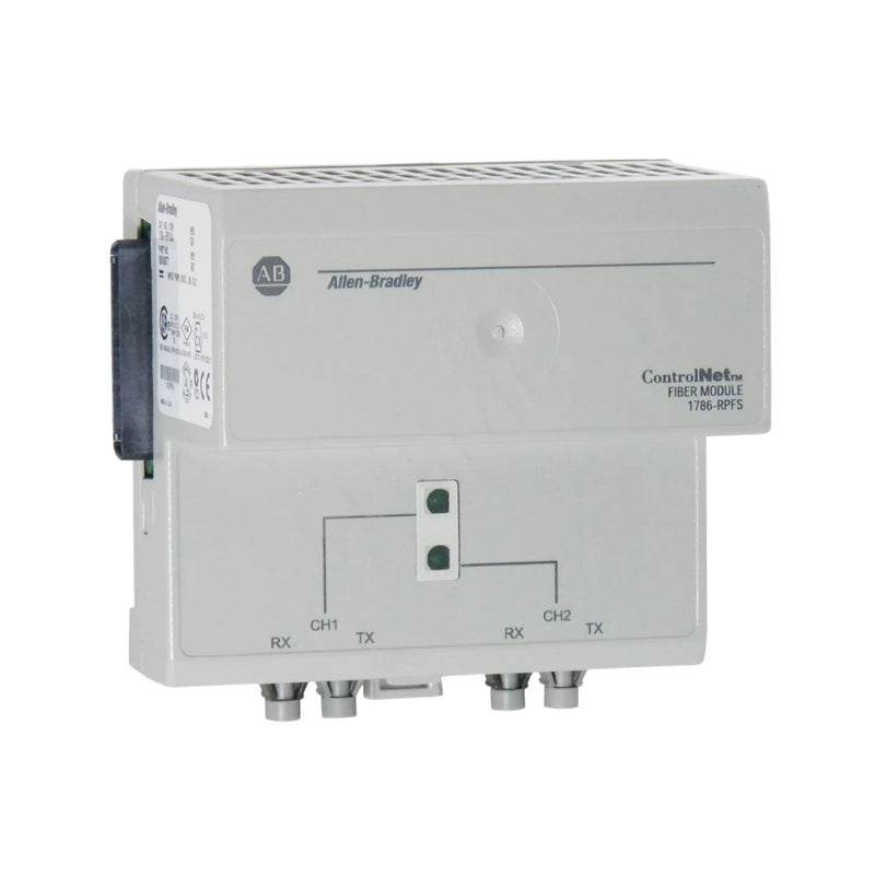 Allen-Bradley 1786-RPFS ControlNet fiber repeater module, 0–300 m range, DIN mount