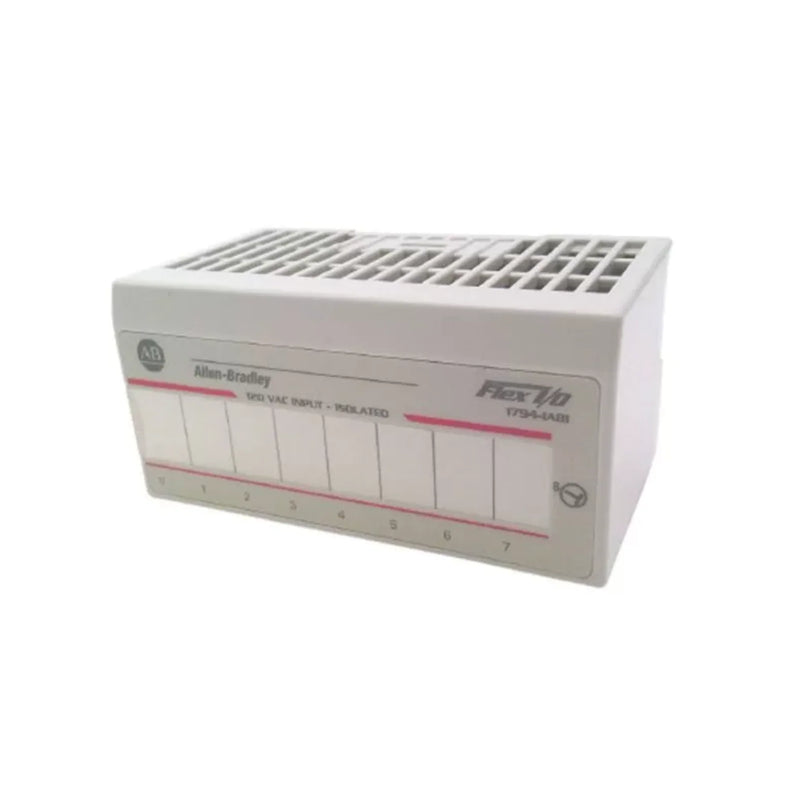Allen-Bradley 1794-IA8I FLEX I/O with 8 isolated 120V AC inputs, featuring 8 LED status indicators.