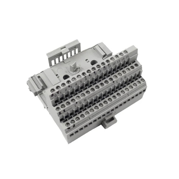 Allen-Bradley 1794-TB3 terminal block with 16 terminals, secure wiring, and modular DIN rail mount.