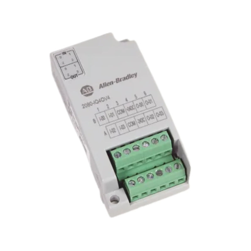 Allen-Bradley 2080-IQ4OV4 I/O module for Micro800, 4 inputs, 4 outputs, 12/24V DC configuration