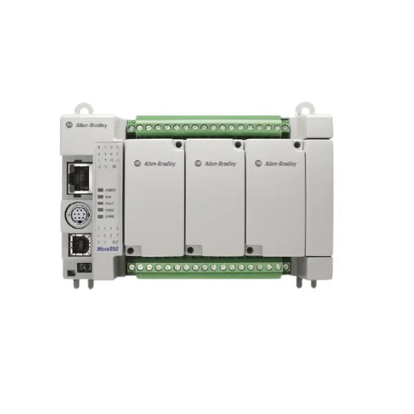 Allen-Bradley 2080-L50E-24QWB PLC, 24 I/O points, Ethernet connectivity, ideal for compact industrial systems.