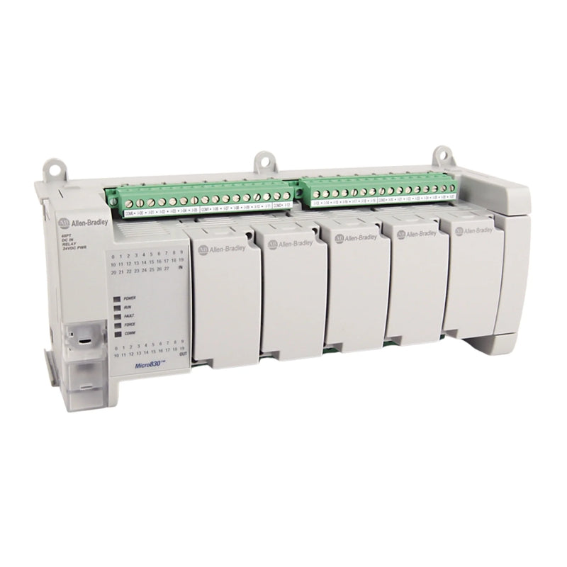 Allen-Bradley 2080-LC30-48QVB Micro830 PLC with 28 inputs and 20 outputs, ideal for automation tasks.