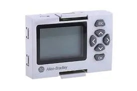 Allen-Bradley 2080-LCD with integrated keypad for Micro810 controllers, offering local monitoring and control interface.