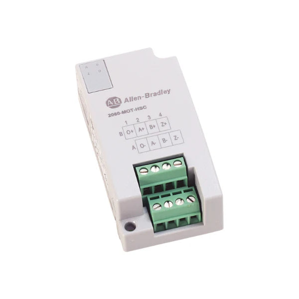 Allen-Bradley 2080-MOT-HSC module for Micro800, optimal for motion control and rapid counting tasks.