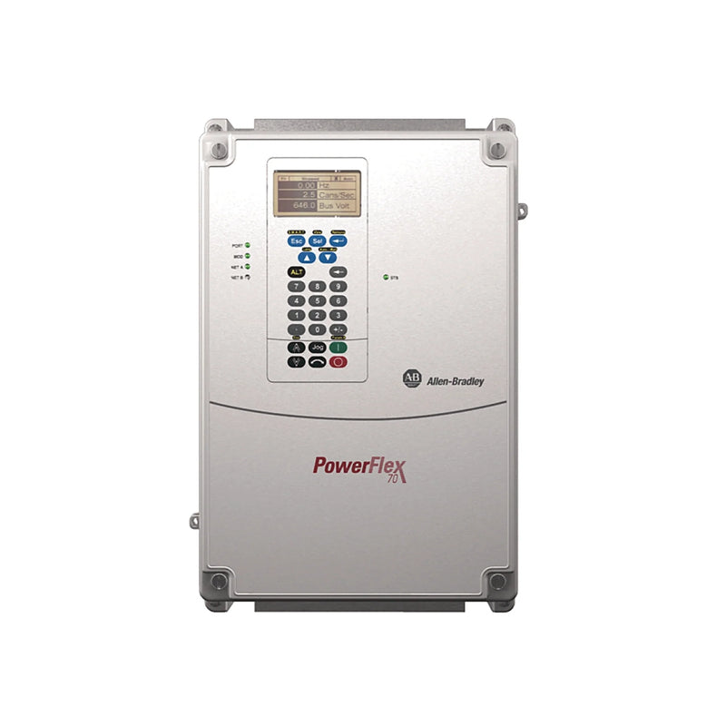 PowerFlex 70 AC drive, 240V, 5HP ND, 3HP HD, IP66, LCD keypad, brake IGBT, Allen-Bradley.