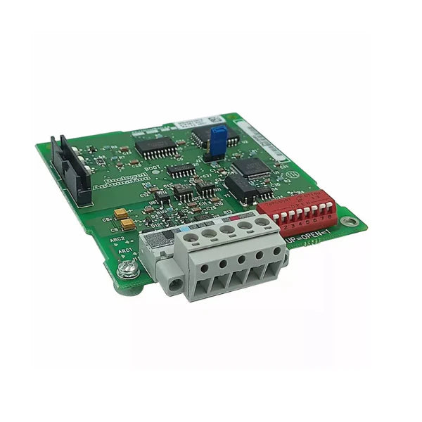 Allen-Bradley 22-COMM-D module, DeviceNet adapter for PowerFlex drives, enabling network communication in industries.