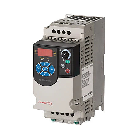 Compact Allen-Bradley 22F-D1P5N103 AC drive, 0.5 HP, 480V, for industrial motor control.