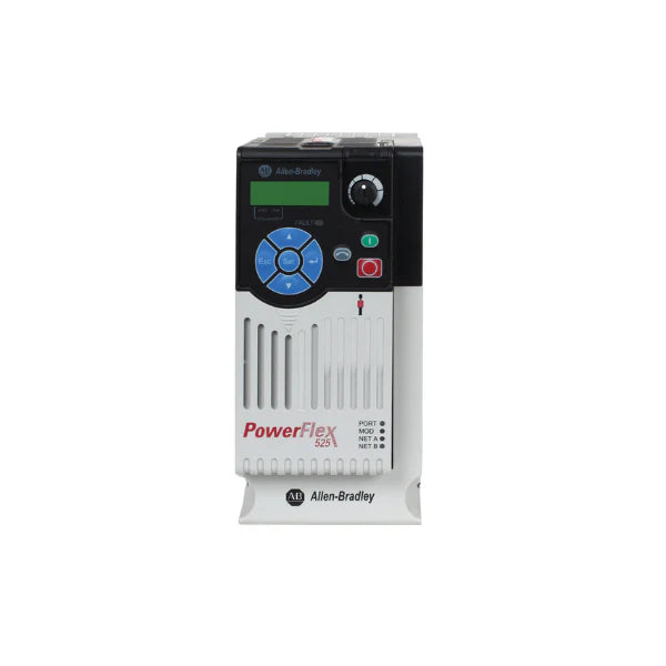 Allen-Bradley PowerFlex 525 AC drive, 3 HP, 480V, with EtherNet/IP, optimized for automation and motor control systems.