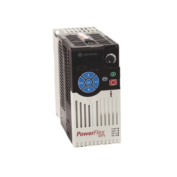 Allen-Bradley 25B-B5P0N104 PowerFlex 525 AC drive, 5 HP, 480V, features EtherNet/IP, ideal for motor control in automation.