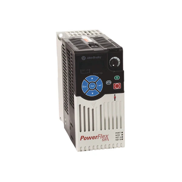 Allen-Bradley 25B-E4P2N104 PowerFlex 525 AC Drive with 3 HP, 4.2A, and 600V rating. Ideal for industrial use.