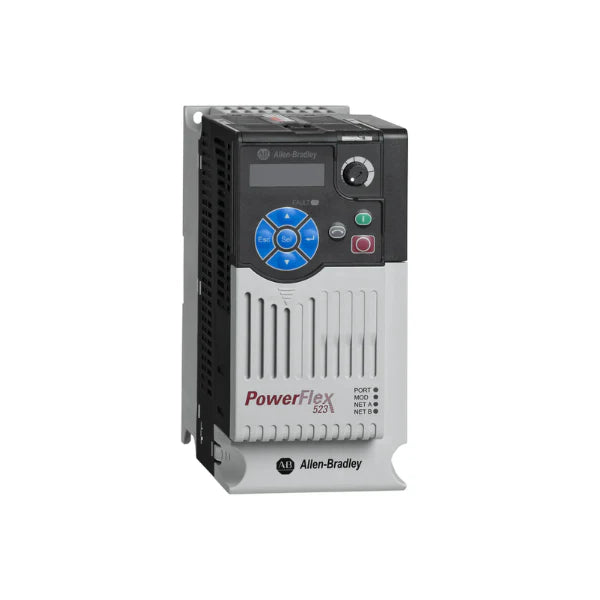 Allen-Bradley 25A-D010N104, 5 HP AC drive, 480V, 10.5A, 3-phase, Frame B, IP20, open type for motor control.