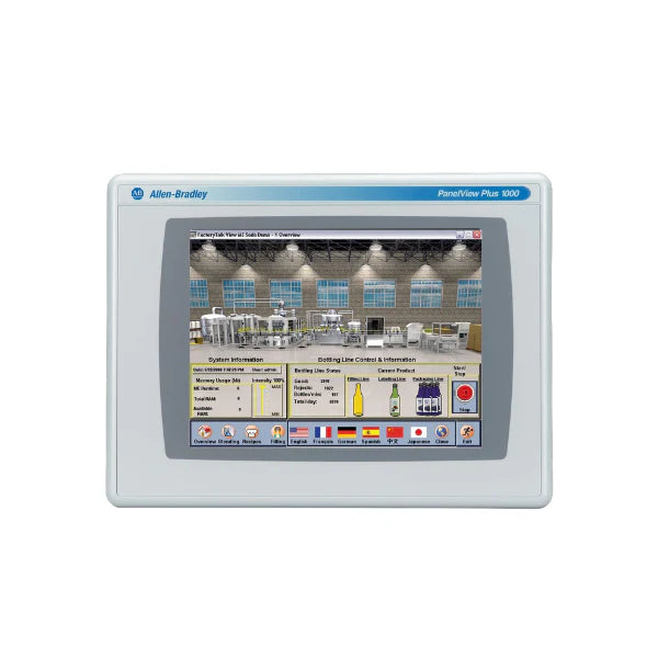 Allen-Bradley 2711P-T10C4D8 HMI with 10.4-inch touchscreen, DC power for industrial systems
