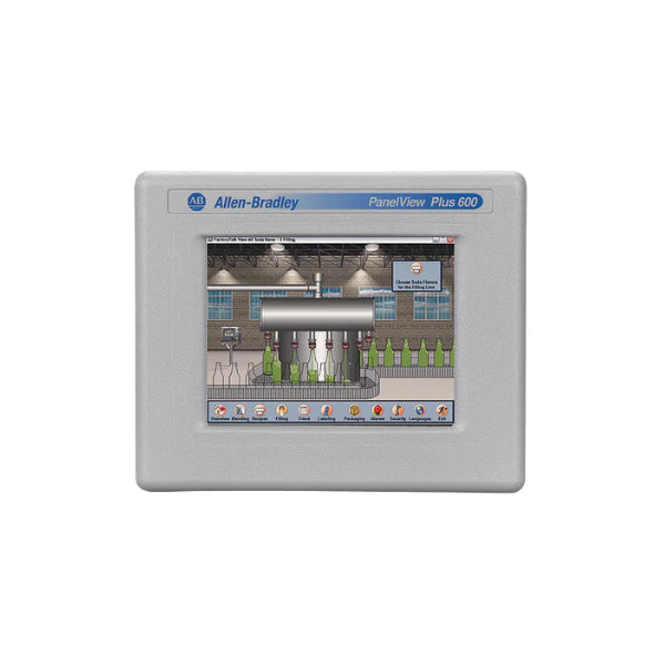 Allen-Bradley 2711P-T6C20D8, compact HMI, 6-inch color screen, Ethernet, RS-232, DC powered, reliable for automation
