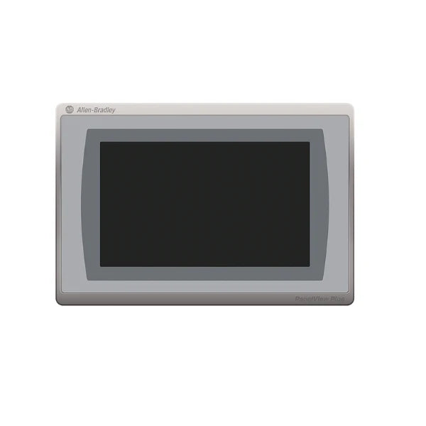 Allen Bradley PanelView Plus 7 HMI 9-inch touchscreen. Efficient process control with 512MB RAM and Ethernet support.