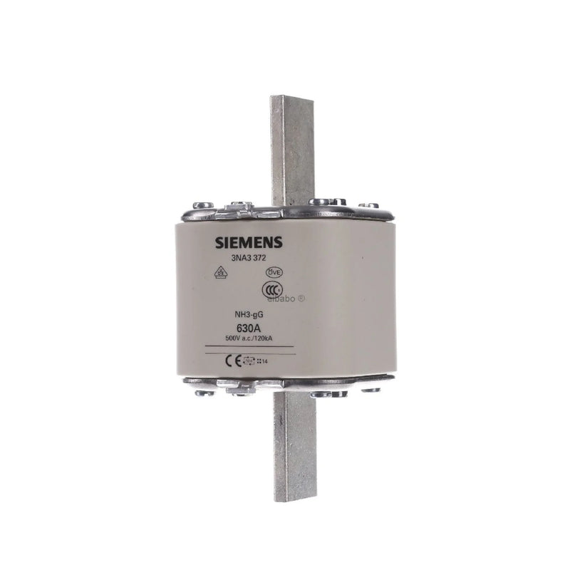 Siemens 3NA3372 NH3 fuse, 630 A, 500 V AC, 440 V DC, gG class, with front indicator