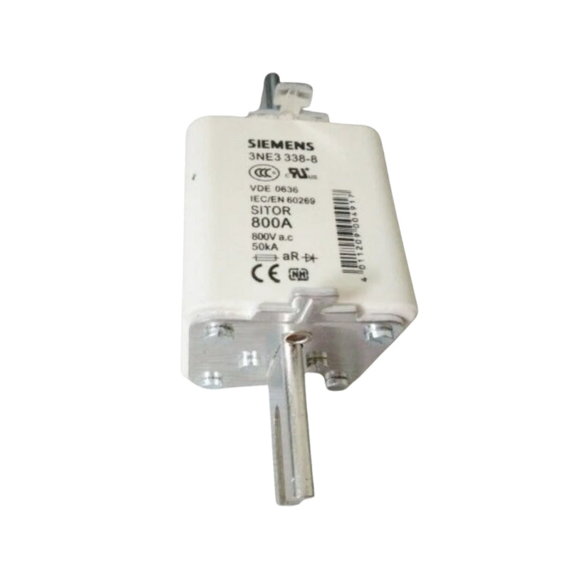 Siemens 3NE3338-8 NH2 800 A, 800 V AC fuse with silver blade contacts