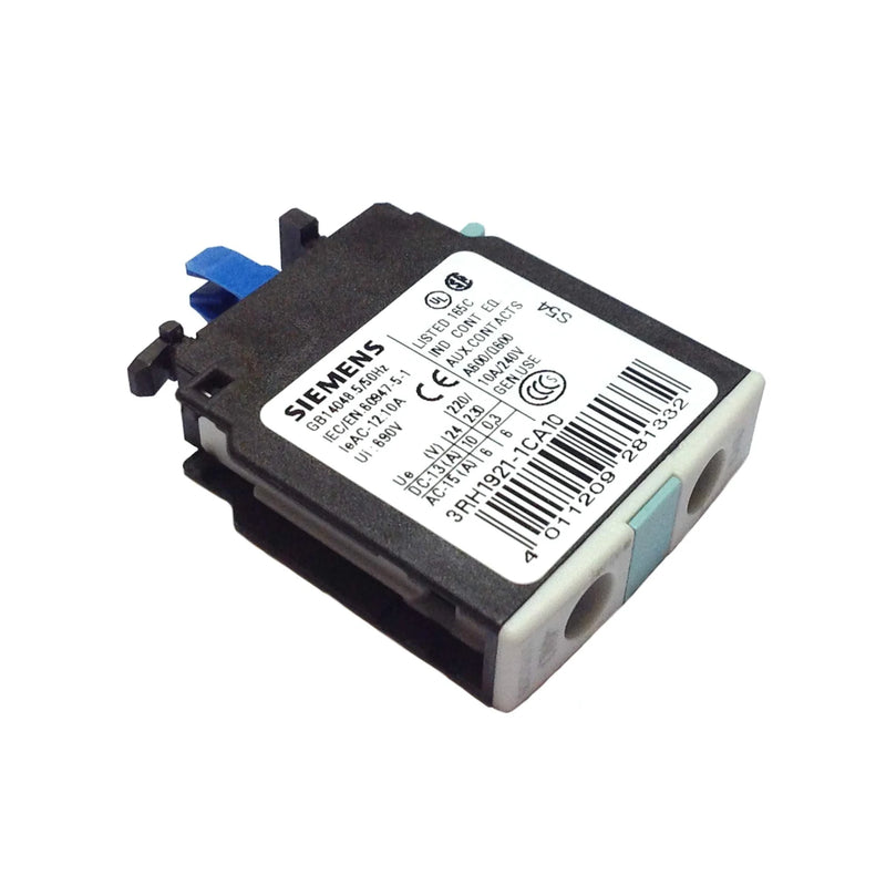 Siemens SIRIUS 3RH1921-1CA10 auxiliary contact block with 1 NO and 1 NC for efficient control