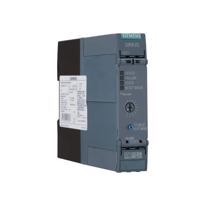 Compact Siemens 3RM1002-1AA04 SIRIUS 3RM1 motor starter with 0.1-0.5A capacity for three-phase motor control.