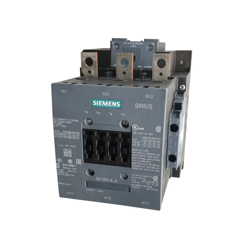 Siemens 3RT1055-6AP36 contactor for effective motor control in industrial settings, featuring efficient performance.