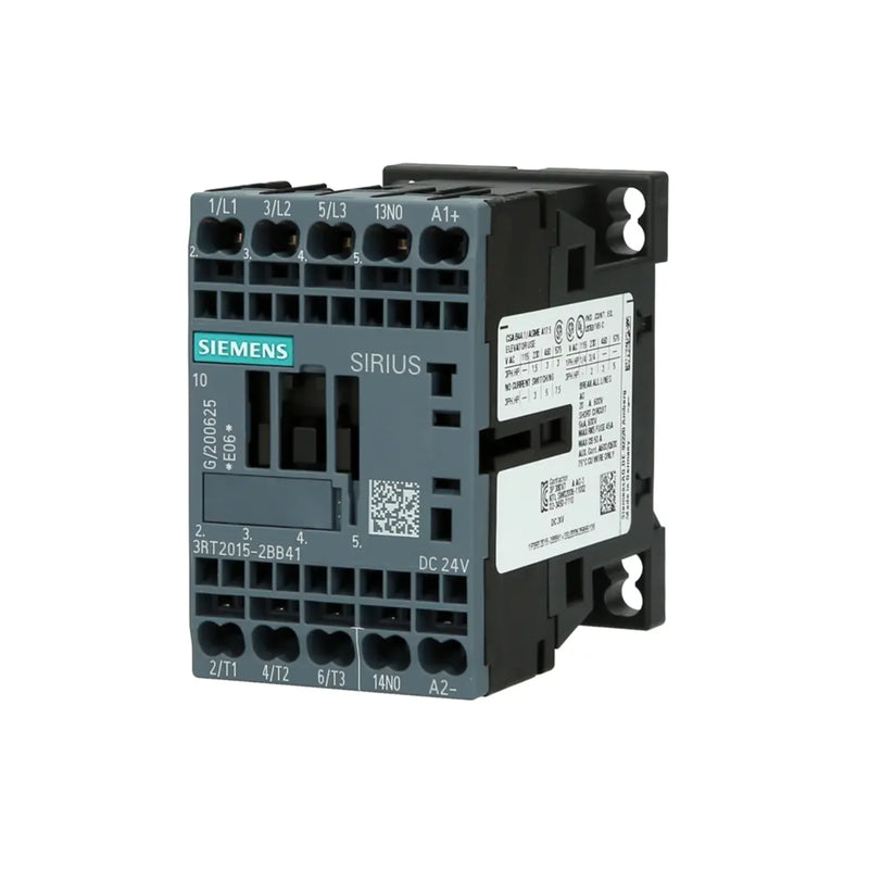 Siemens 3RT2015-2BB41 SIRIUS contactor, 3-pole, 7A, 24V, compact and reliable industrial motor control solution.
