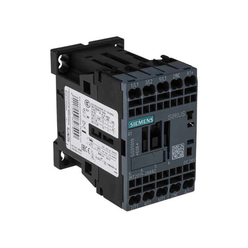 Siemens 3RT2015-2BB42 SIRIUS Contactor 3-Pole 7A 24V DC coil ideal for industrial motor applications