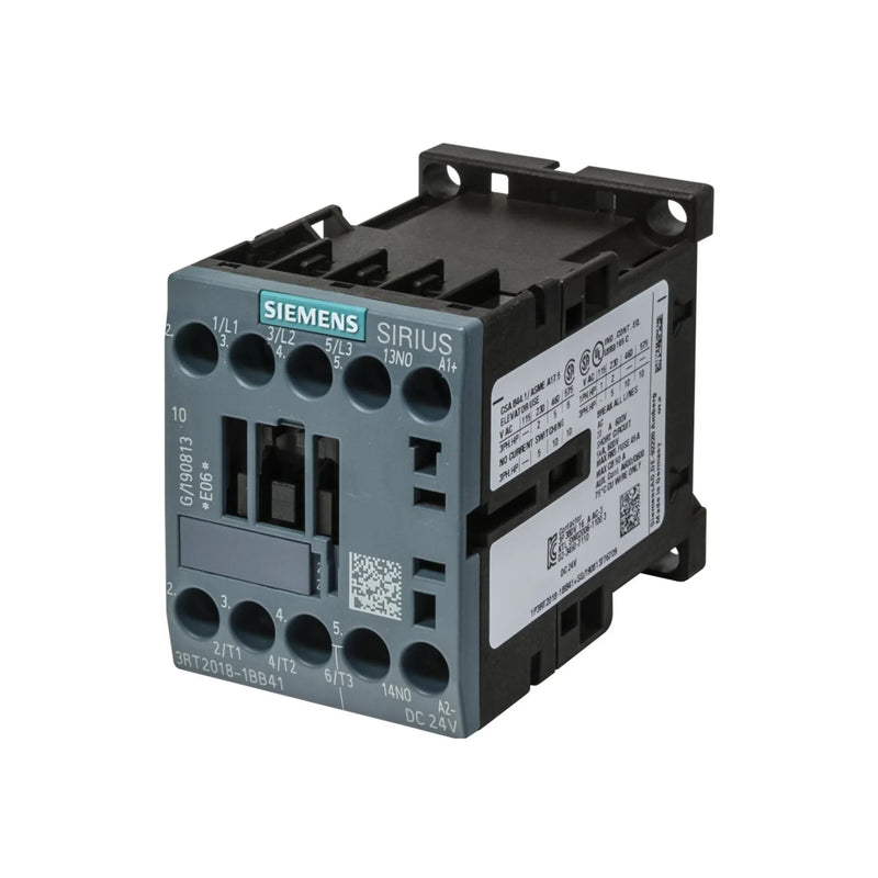Siemens 3RT2018-1BB41 SIRIUS 3-pole power contactor with 16 A rating for motors, efficient and compact design.