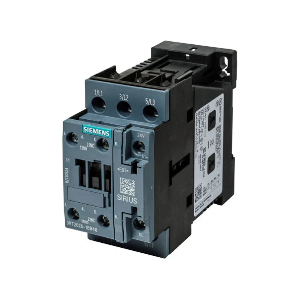 Industrial Siemens 3RT2026-1BB40 contactor for motor control and automation systems.