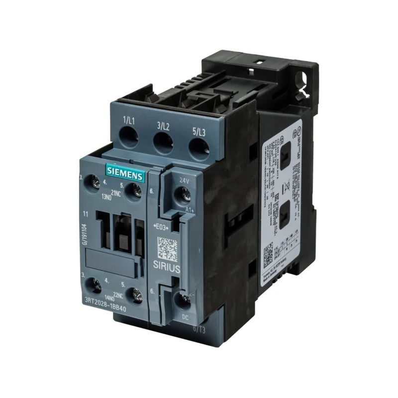 Siemens contactor with 40A current and 24V DC coil for industrial motor control and reliable performance.