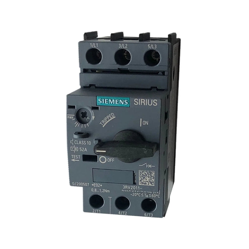 Siemens SIRIUS motor protector, adjustable thermal overload 0.55-0.8 A, compact size S00 frame for industrial use