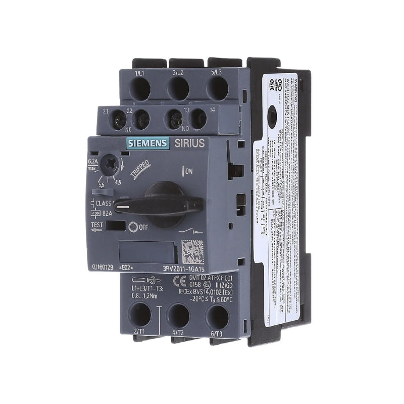 Siemens 3RV2011-1GA15 motor protection breaker for industrial use, ensuring safety and efficiency in various applications.