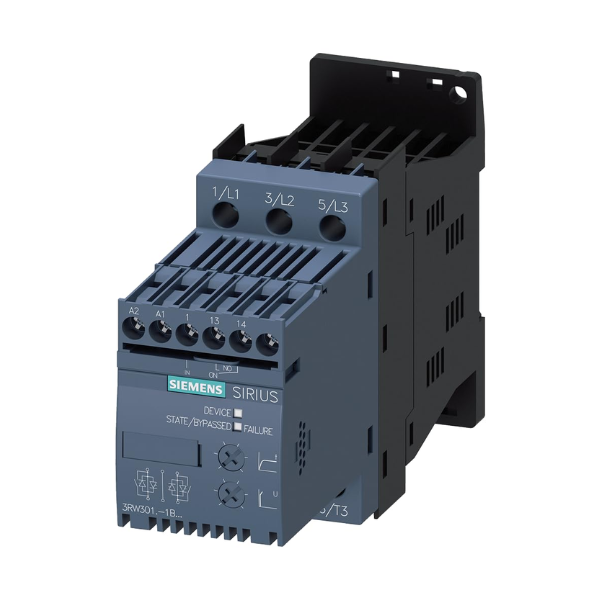 Siemens 3RW3014-1BB04 SIRIUS 3RW30 Soft Starter for efficient motor startups, reducing mechanical stress.